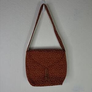 Suruchi Burned Orange leaf print tapestry style Boho Bag Made In USA retro, chic